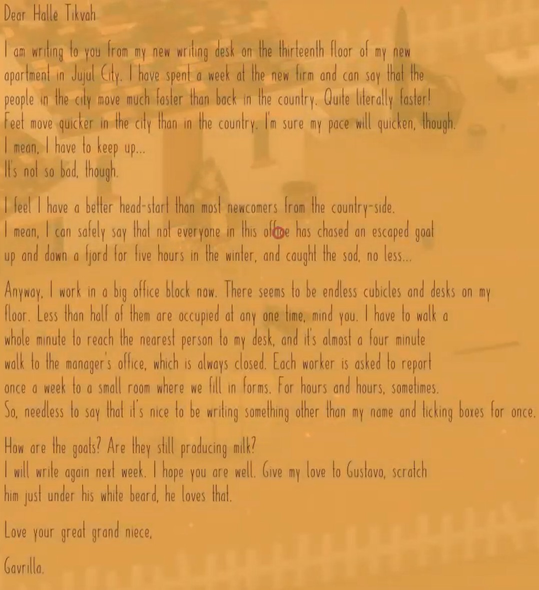 Where The Goats Are letter